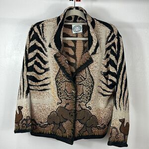 Sugar Street Weavers Vintage Tapestry Cotton Zebra Print Jacket Size S/M